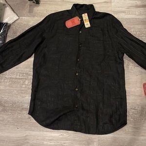 Tommy Bahama Black Plaid Dress Shirt